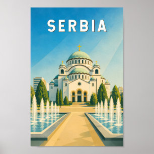 Servië Illustratie Reis Kunst Vintage Poster