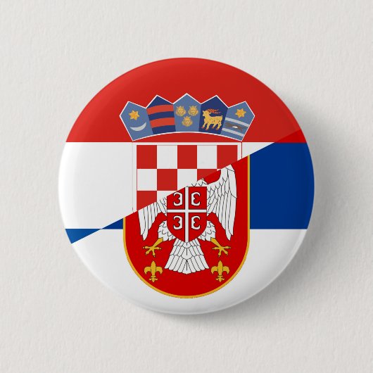 servië - kroatië - halve symbool ronde button 5,7 cm (Voorkant)