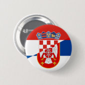 servië - kroatië - halve symbool ronde button 5,7 cm (Voorkant /achterkant)