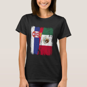 Servië Mexico Halve Vlag Servische Mexicaanse Erfg T-shirt