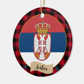 Servië, Rode buffels en Servische vlag Keramisch Ornament (Links)