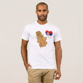 Servië Vlag Hart en Kaart T-Shirt (Voorkant volledig)