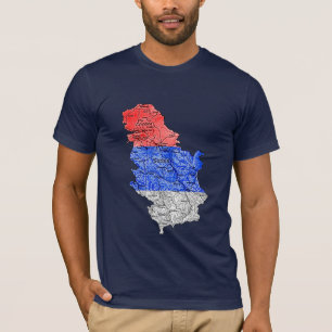 Servië Vlagkleur Kaart T-Shirt