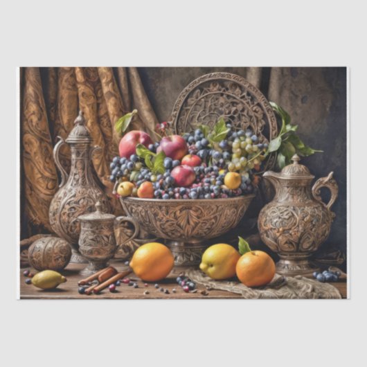 servies en fruit - Decoupage - Tissuepapier (Voorkant)