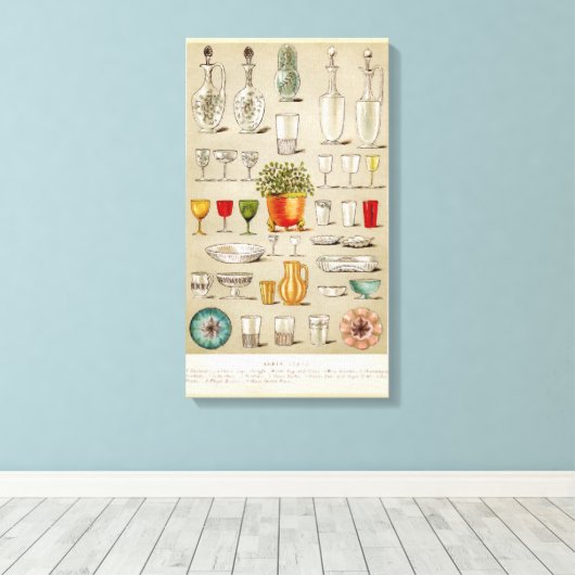 servies olieverfschilderij - volledig Afbeelding Canvas Afdruk (Insitu (Houten vloer))