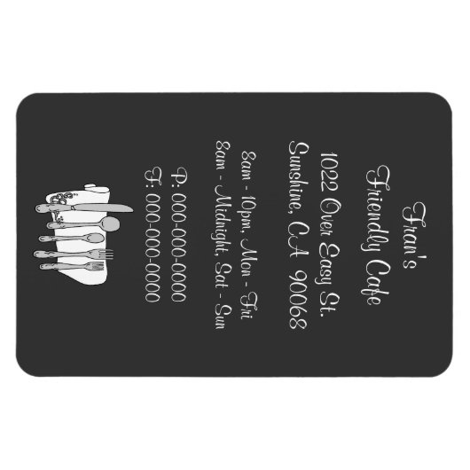 Servies Restaurant Zwart Wit Custom Magnet Magneet (Horizontaal)