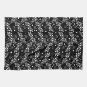 Serviette à fleurs noir rétro (Horizontal)