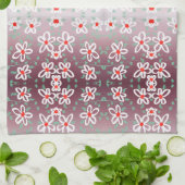 Serviette à fleurs rouge et prune (Plié)