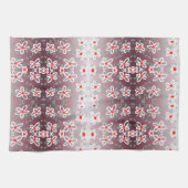 Serviette à fleurs rouge et prune (Horizontal)
