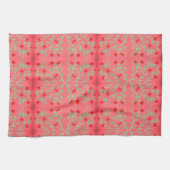 Serviette à fleurs rouge et rose et menthe verte (Horizontal)