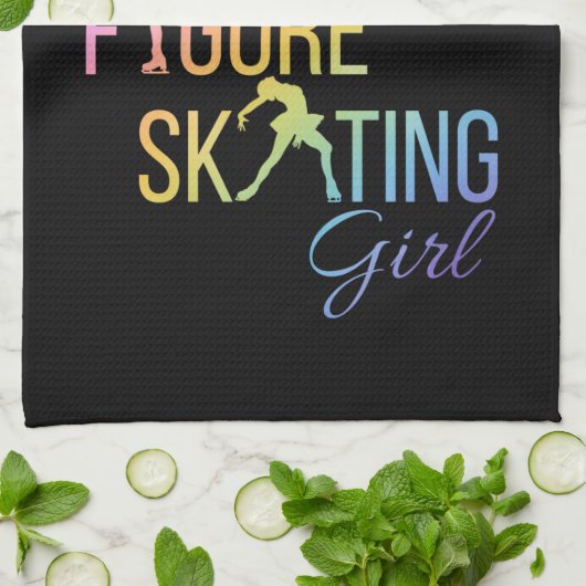 Serviette à lames Patinage en arc-en-ciel sur noir (Plié)