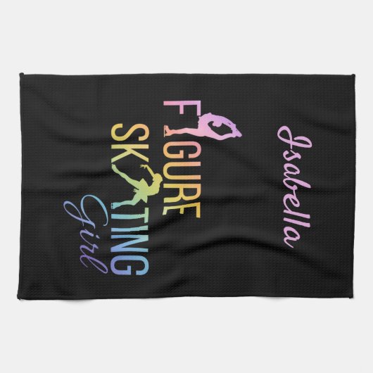 Serviette à lames Patinage en arc-en-ciel sur noir (Horizontal)