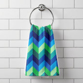 Serviette à main à chevrons ombrés bleu-vert