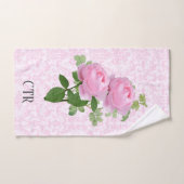 Serviette à main à fleurs damassées avec roses ros (Serviette à main)