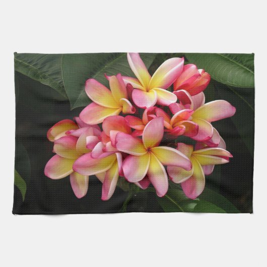 Serviette à main à fleurs rose et jaune (Horizontal)