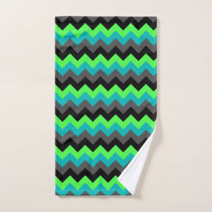Serviette à main Black Green Ombre Chevrons