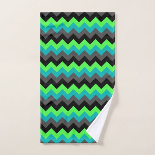 Serviette à main Black Green Ombre Chevrons (Serviette à main)