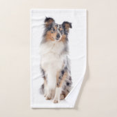 Serviette à main bleu Merle Sheltie (Serviette à main)
