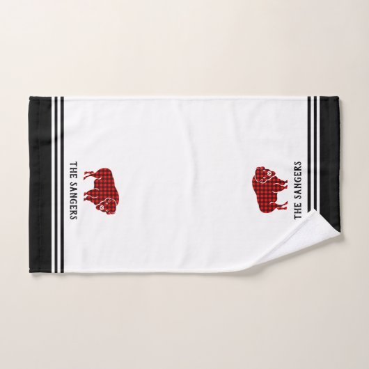 Serviette à main de Buffalo rouge noir et blanc (Serviette à main)