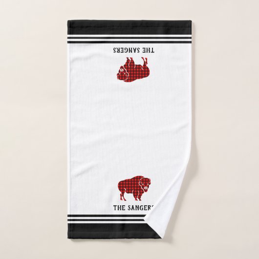 Serviette à main de Buffalo rouge noir et blanc (Serviette à main)