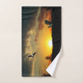 Serviette à main de la prairie grasse du coucher d (Serviette à main)