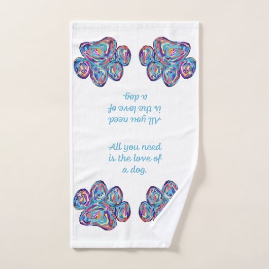 Serviette à main empreinte de patte de chien Love  (Serviette à main)