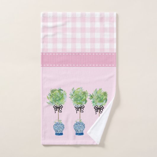 Serviette à main en bambou bleu et blanc (Serviette à main)