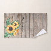 Serviette à main en bois rustique et tournesol (Serviette à main)