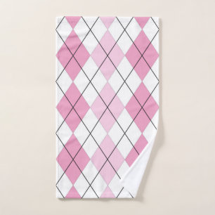 Serviette à main en Jacquard rose et blanc