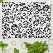 SERVIETTE À MAIN FLEURIE/NOIRE ET BLANCHE ! (Plié)