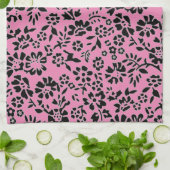 SERVIETTE À MAIN FLEURIE/ROSE ET NOIRE ! (Plié)