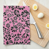 SERVIETTE À MAIN FLEURIE/ROSE ET NOIRE ! (Quart Plié)
