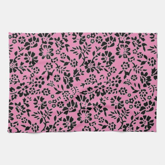 SERVIETTE À MAIN FLEURIE/ROSE ET NOIRE ! (Horizontal)