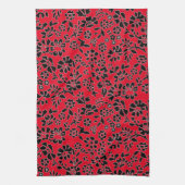 SERVIETTE À MAIN FLEURIE / ROUGE & NOIR DE CUISINE (Vertical)