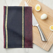 Serviette à main Gold Burgundy Black Stripe (Quart Plié)