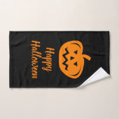 Serviette à main Happy Halloween noire et orange (Serviette à main)