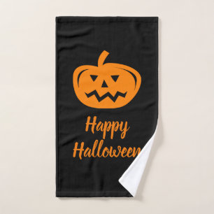 Serviette à main Happy Halloween noire et orange