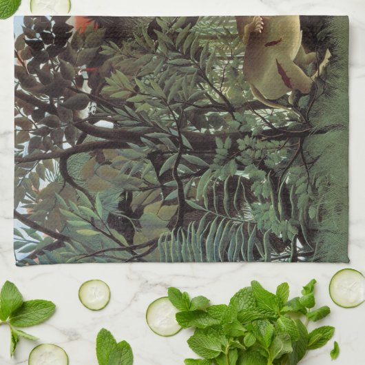 Serviette à main Hungry Lion de Rousseau (Plié)