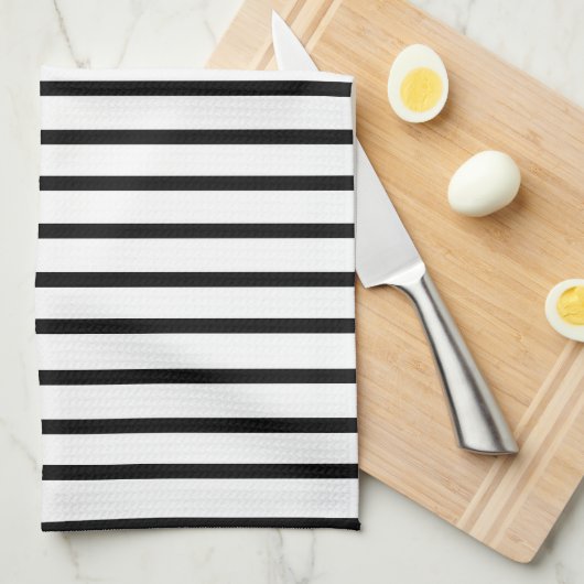 Serviette À Main Noir Et Blanc (Quart Plié)