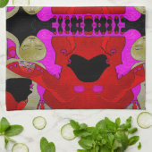 Serviette à main ou linge en rouge et noir (Plié)