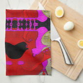 Serviette à main ou linge en rouge et noir (Quart Plié)