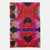 Serviette à main ou linge en rouge et noir (Vertical)