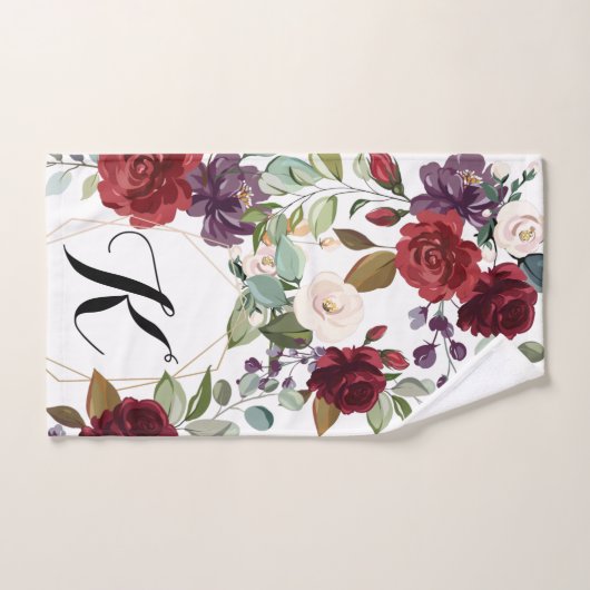 Serviette à main personnalisée Roses blanches Or g (Serviette à main)