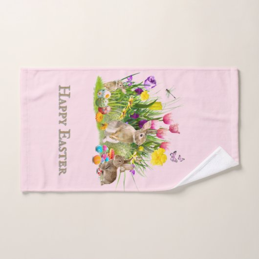 Serviette à main pour lapin et oeufs de Pâques (Serviette à main)