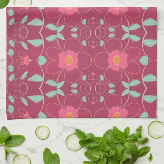 Serviette À Main Raffinée Avec Rose Et Orange (Plié)