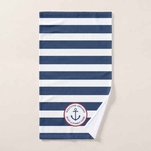 Serviette à main rayée de la marine d'ancrage naut (Serviette à main)