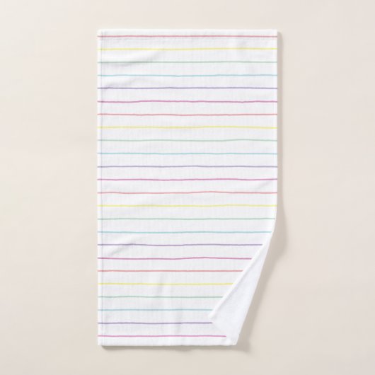 Serviette à main rayée Pastel Rainbow (Serviette à main)