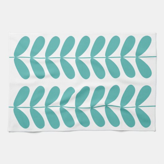 Serviette à main rétro à fleurs turquoise du milie (Horizontal)