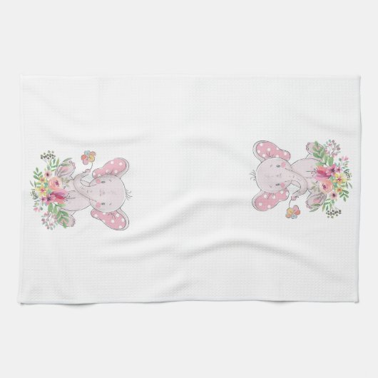 Serviette à main rose Floral Elephant (Horizontal)