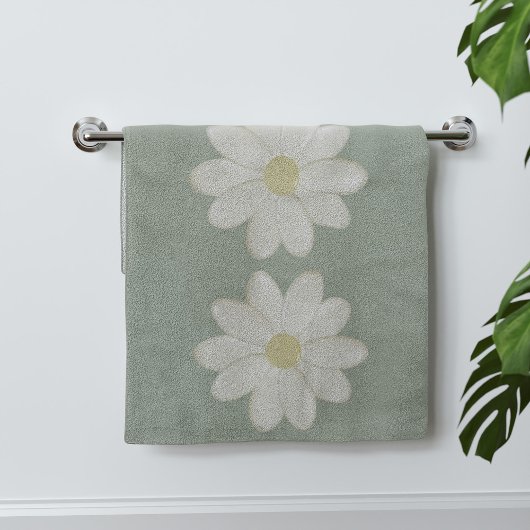 Serviette à main verte Crème Daisy Sage
